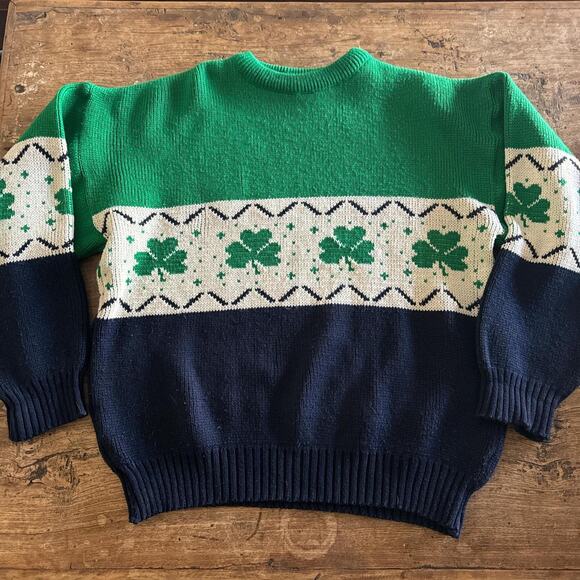 Vintage 80's Irish chunky Green and Blue Grandpa Sweater Small to Medium - Picture 1 of 7
